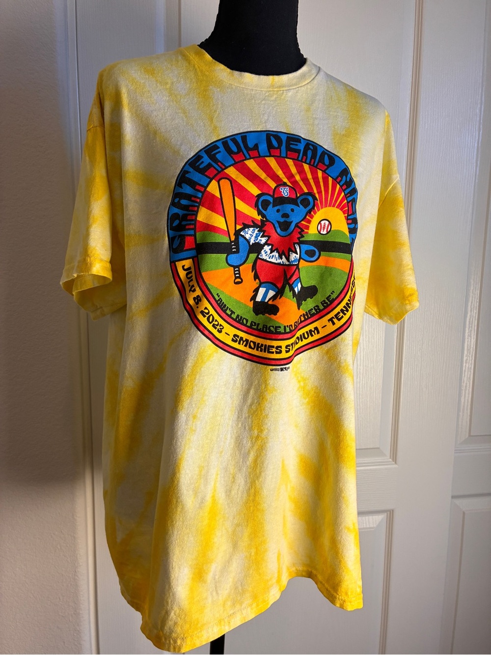 Large Grateful Dead Vintage Vibe Tie-Dye Bear Baseball Graphic Tee